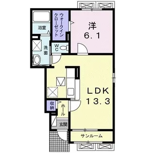 フレスクーラカーサA【1階】の間取り