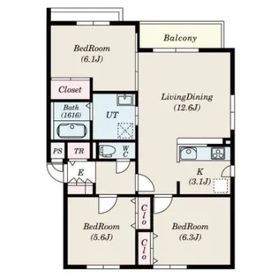白南ハイツ琴似【3階】の間取り
