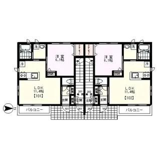 ねむの木ハイツB棟【1階】の間取り