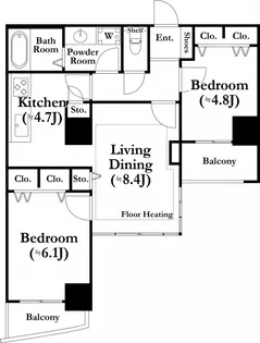 河田町ガーデン2号棟【4階】の間取り