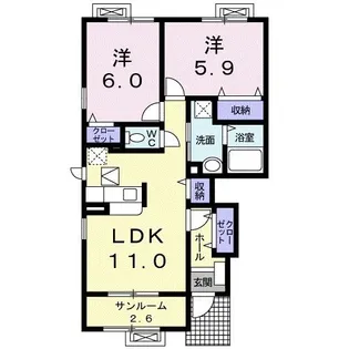 ナチュラルグリーン B【1階】の間取り