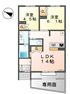 アイリスあざみ野【1階】の間取り