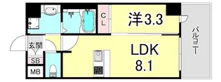 プレサンスブルーム新神戸【14階】の間取り