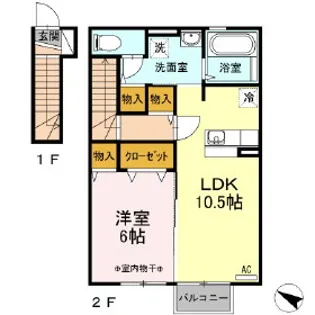 ソレイユ福原B【2階】の間取り