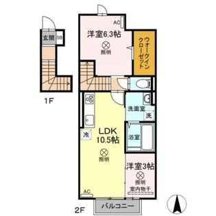 クレール C棟【2階】の間取り