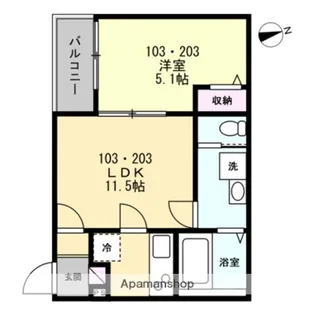 ベイルーム江田【1階】の間取り
