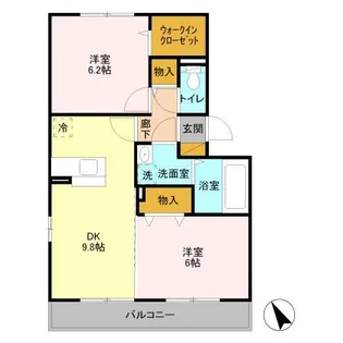 コスモパーク A棟【2階】の間取り