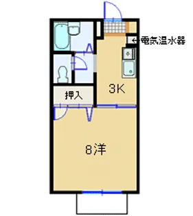 ハイツ椹野【1階】の間取り