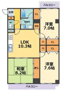 HACHIBUSE鳴尾【4階】の間取り