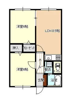 ダイヤモンドペンション D棟【2階】の間取り