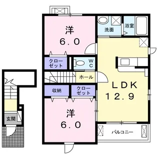 愛知県田原市浦町大原西【アパート】の間取り