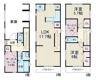 神奈川県川崎市中原区上平間【一戸建】の間取り