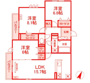 D BLESS湘南辻堂【2階】の間取り