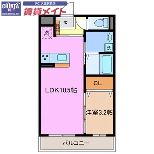 仮)津市久居野村町マンション【3階】の間取り