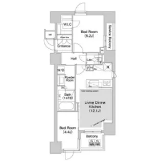 コンフォリア赤坂【4階】の間取り