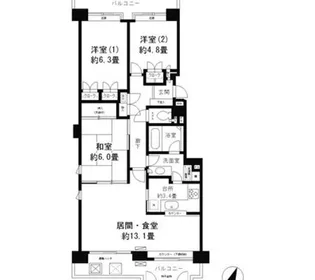 神奈川県横浜市中区本牧原【マンション】の間取り