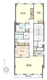 麻布テラスアパートメント【4階】の間取り