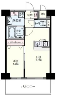 RJRクオーレ東比恵【5階】の間取り