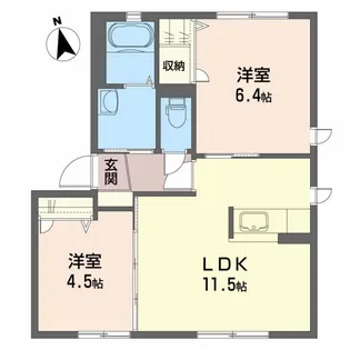 シティ クレール A棟【2階】の間取り