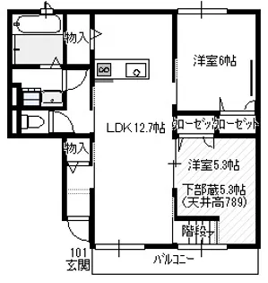 ウエストバレー皆賀【1階】の間取り