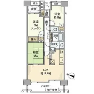 ヒルズシンフォニア北浦和【5階】の間取り