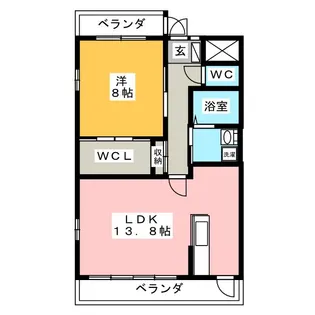 アクシス三本木【2階】の間取り