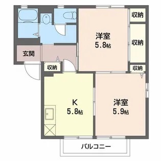 ハイネス21B【2階】の間取り