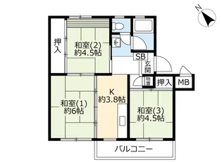 UR花見川【5階】の間取り
