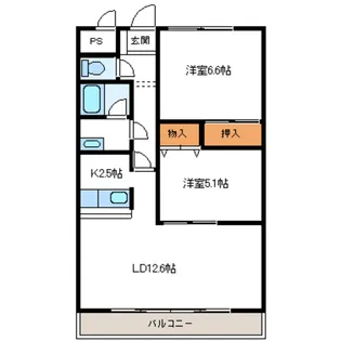 オアシス中山II【2階】の間取り
