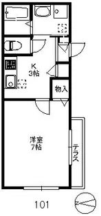 サンモール千早【1階】の間取り