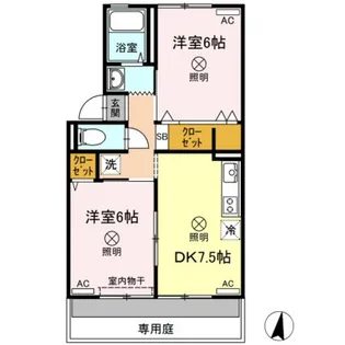 シャトル春水 B棟【1階】の間取り