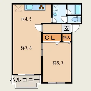 ヒーロー1番館【2階】の間取り