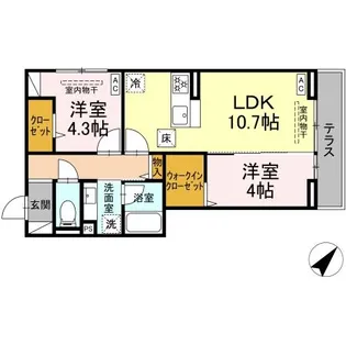 神奈川県相模原市中央区淵野辺5【アパート】の間取り