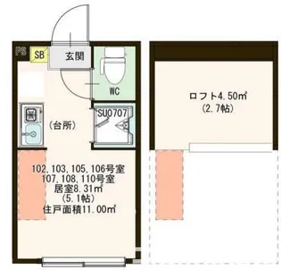 東京都新宿区中井2【アパート】の間取り
