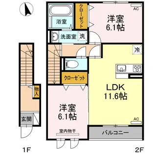 愛媛県松山市南久米町【アパート】の間取り