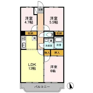 グランディール【4階】の間取り