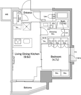ザ・パークハビオ荏原中延駅前【6階】の間取り