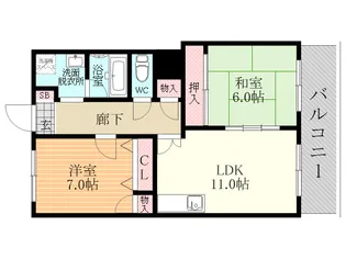 ヴィルヌーブガーデンズ千里山西【8階】の間取り