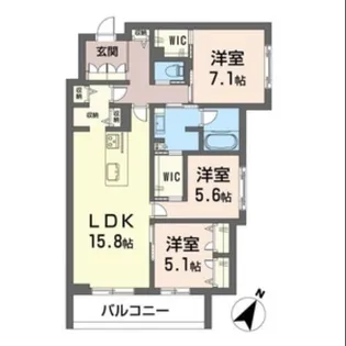 アメジア成田【3階】の間取り