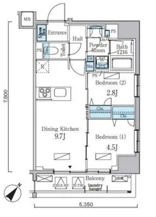 リビオメゾン日本橋浜町公園【8階】の間取り