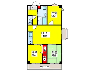 アーバンヴィラ登美丘【3階】の間取り