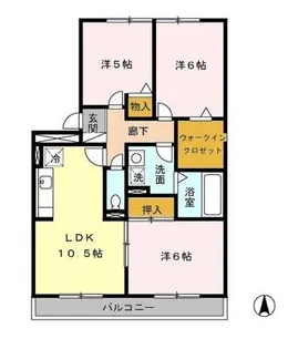 セジュール是政【3階】の間取り