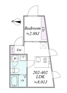 the trias shibuyahonmachi【2階】の間取り