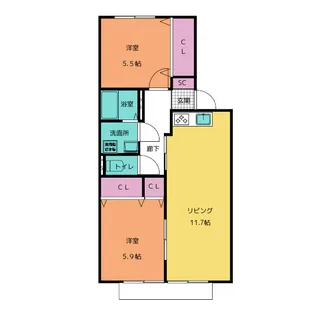 サンライトII【1階】の間取り