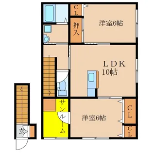 ボヌール下祓川 B棟【2階】の間取り