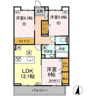 Sinfaria六本松【1階】の間取り