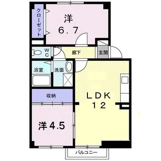 ヴィラージュ・ツボノIB【2階】の間取り