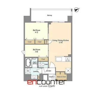 グランカーサ町屋II【9階】の間取り