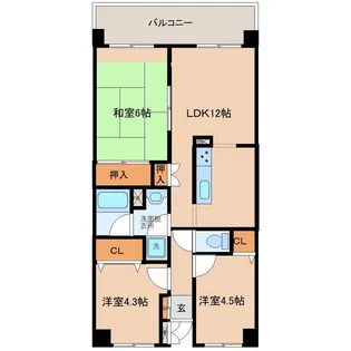 昭和マンション古川南【4階】の間取り