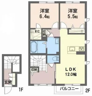 プロヌーブ名東 A棟【2階】の間取り